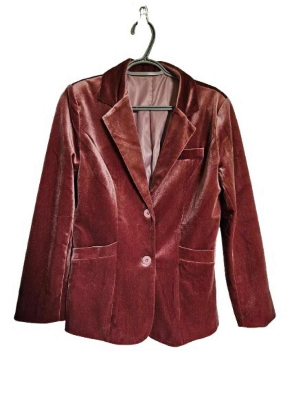 Women's Velvet Blazer Jacket in Rosewood - Unbranded